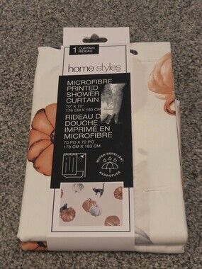 Home Styles Microfibre Printed Shower Curtain Pumpkins & Black Cats